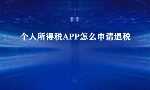 个人所得税APP怎么申请退税