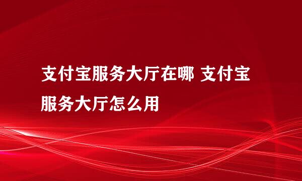 支付宝服务大厅在哪 支付宝服务大厅怎么用