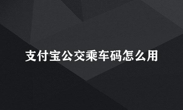 支付宝公交乘车码怎么用