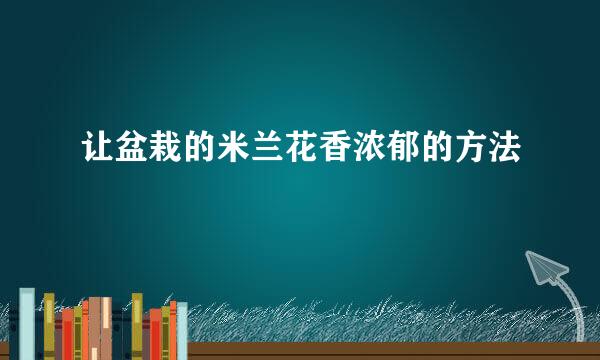 让盆栽的米兰花香浓郁的方法