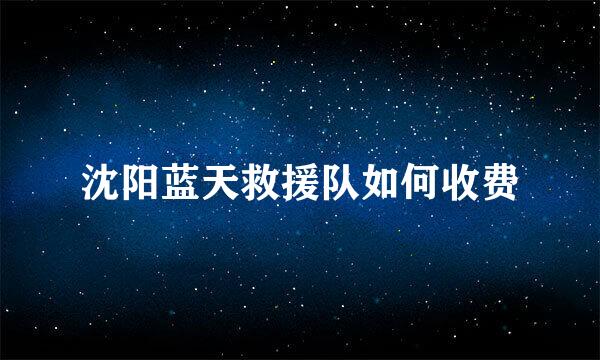 沈阳蓝天救援队如何收费