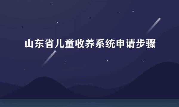 山东省儿童收养系统申请步骤