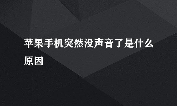 苹果手机突然没声音了是什么原因
