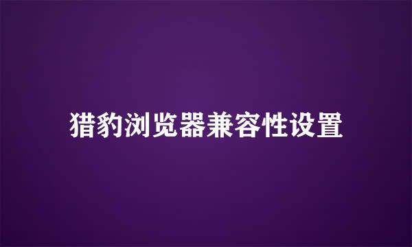 猎豹浏览器兼容性设置