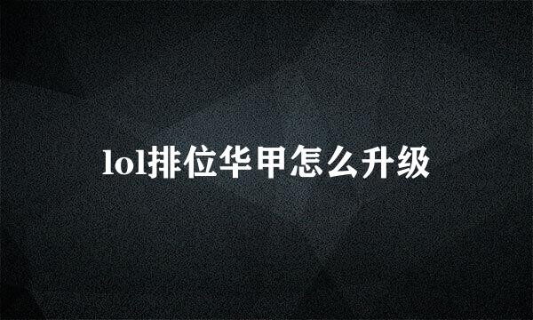 lol排位华甲怎么升级