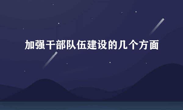 加强干部队伍建设的几个方面