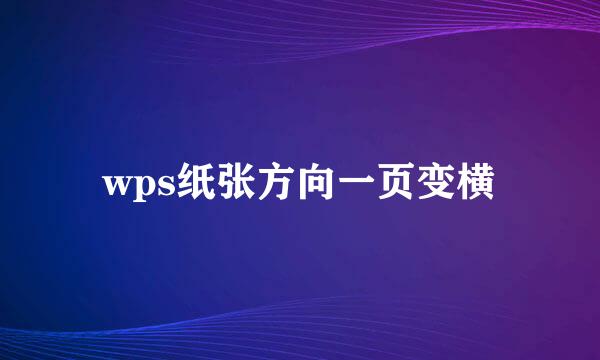 wps纸张方向一页变横