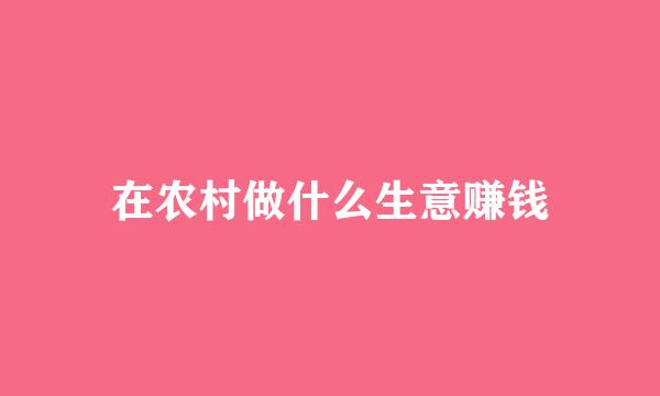 在农村做什么生意赚钱