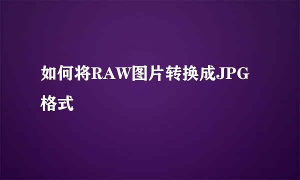 如何将RAW图片转换成JPG格式