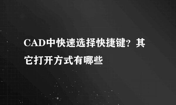 CAD中快速选择快捷键？其它打开方式有哪些
