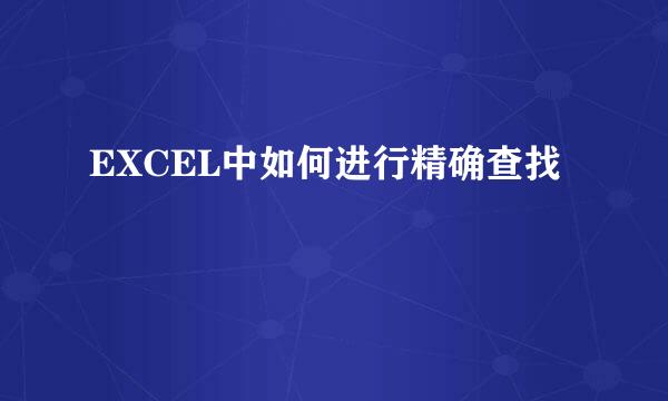 EXCEL中如何进行精确查找