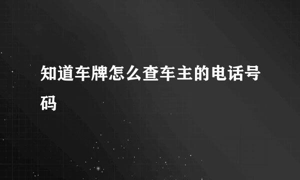 知道车牌怎么查车主的电话号码