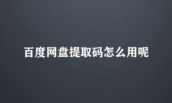 百度网盘提取码怎么用呢