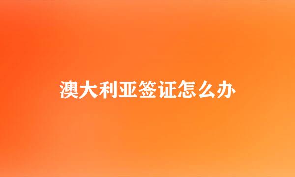 澳大利亚签证怎么办