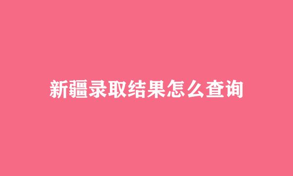 新疆录取结果怎么查询
