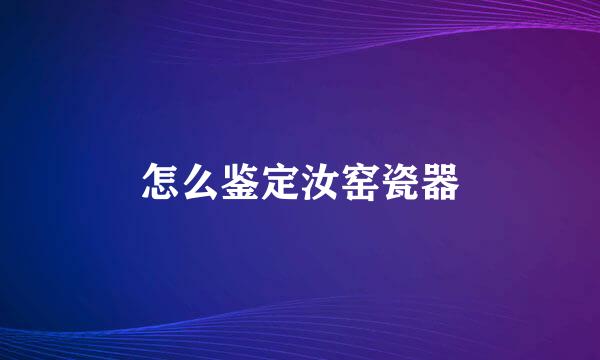 怎么鉴定汝窑瓷器