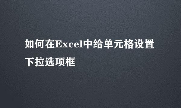 如何在Excel中给单元格设置下拉选项框