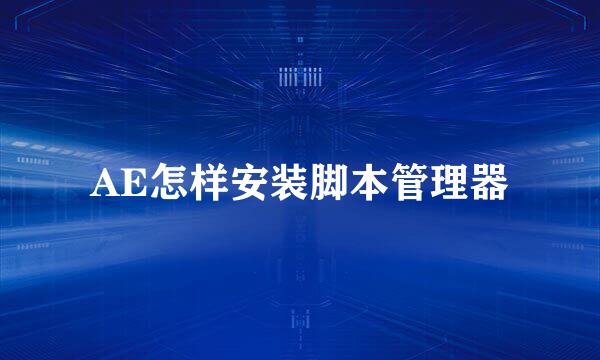 AE怎样安装脚本管理器