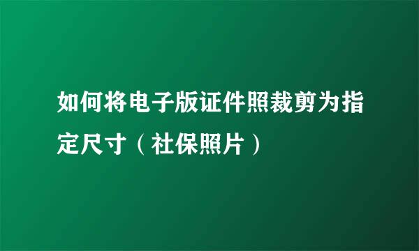 如何将电子版证件照裁剪为指定尺寸（社保照片）