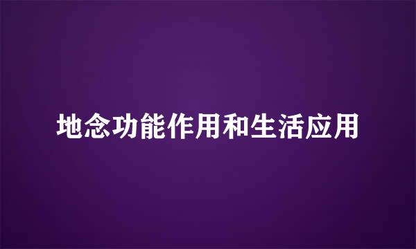 地念功能作用和生活应用