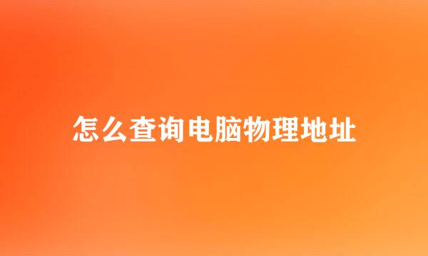 怎么查询电脑物理地址