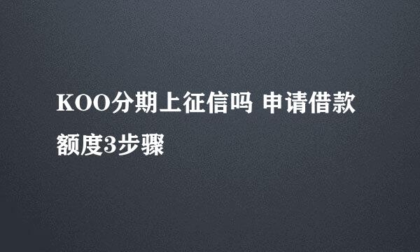 KOO分期上征信吗 申请借款额度3步骤