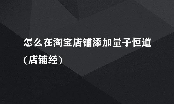 怎么在淘宝店铺添加量子恒道(店铺经)