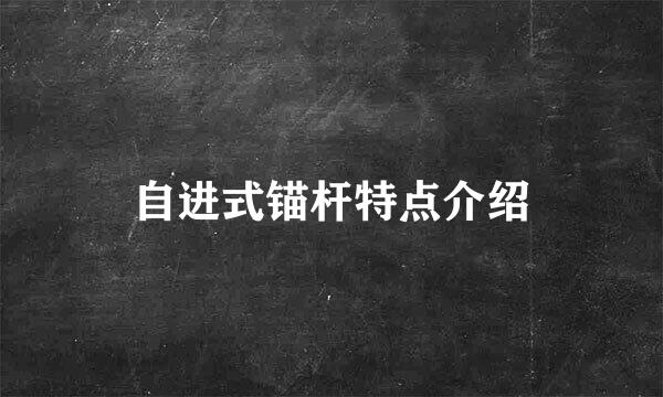 自进式锚杆特点介绍