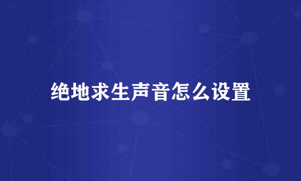 绝地求生声音怎么设置
