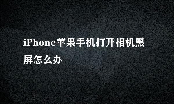 iPhone苹果手机打开相机黑屏怎么办