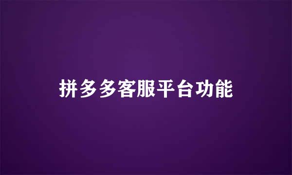 拼多多客服平台功能