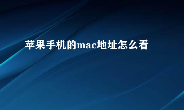 苹果手机的mac地址怎么看