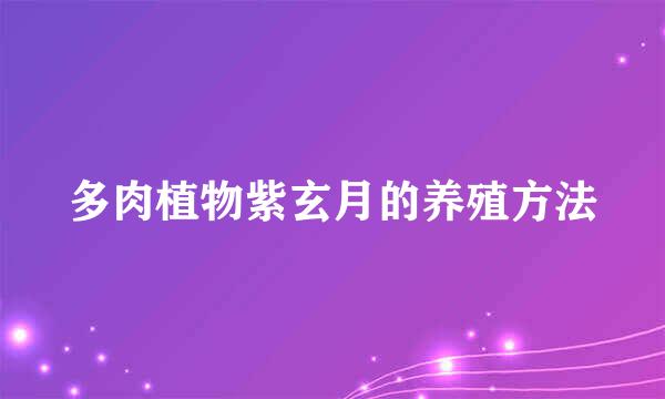 多肉植物紫玄月的养殖方法