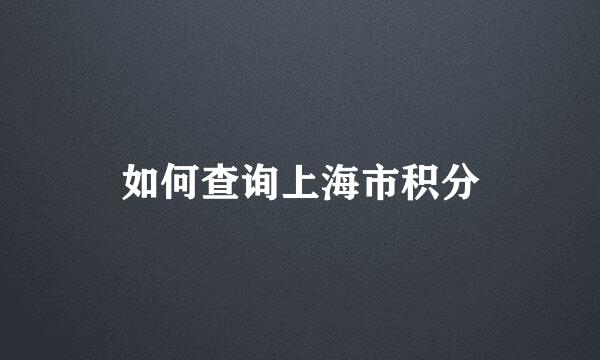 如何查询上海市积分