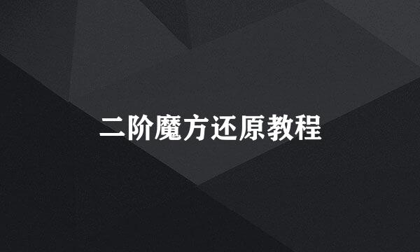 二阶魔方还原教程