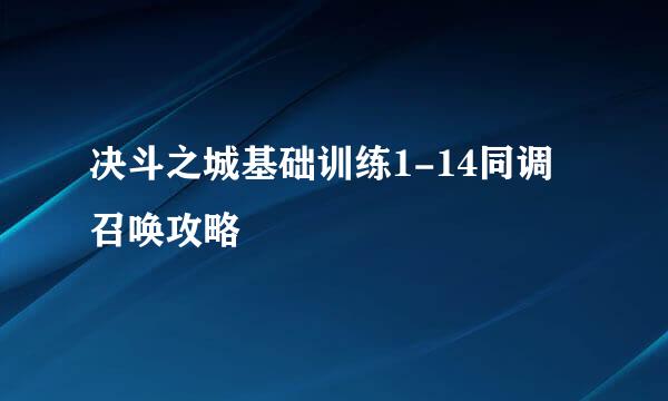 决斗之城基础训练1-14同调召唤攻略