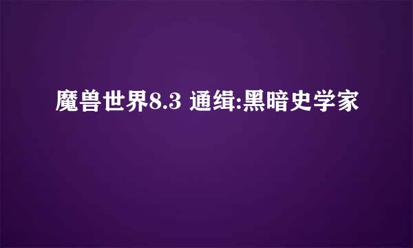 魔兽世界8.3 通缉:黑暗史学家