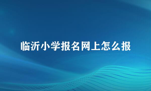临沂小学报名网上怎么报
