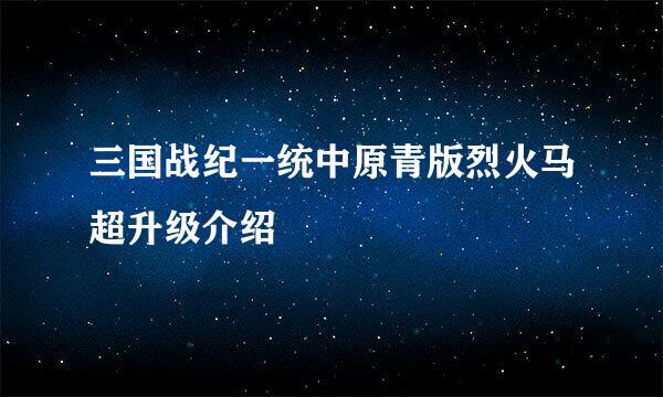 三国战纪一统中原青版烈火马超升级介绍