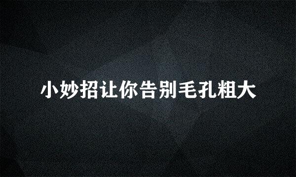 小妙招让你告别毛孔粗大