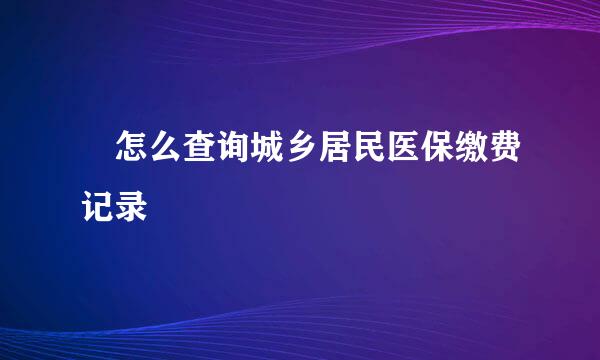 ​怎么查询城乡居民医保缴费记录