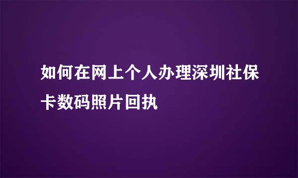 如何在网上个人办理深圳社保卡数码照片回执