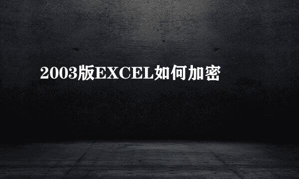 2003版EXCEL如何加密