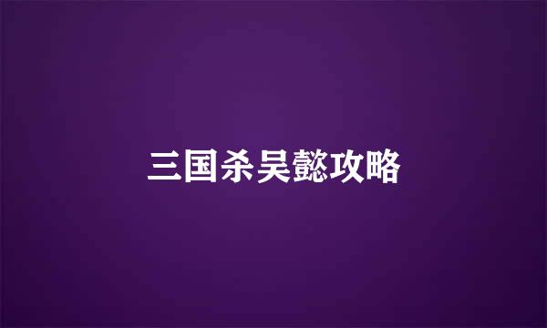 三国杀吴懿攻略