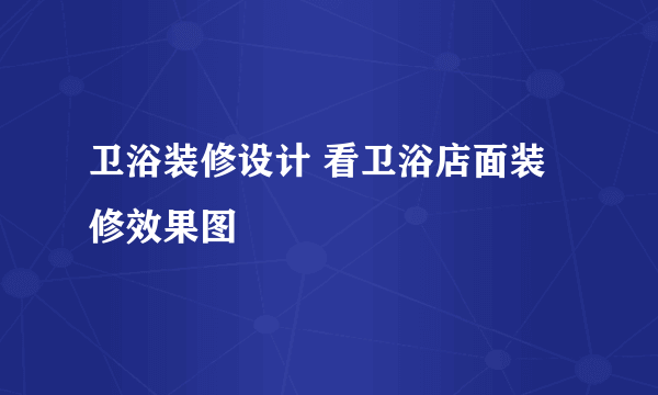 卫浴装修设计 看卫浴店面装修效果图