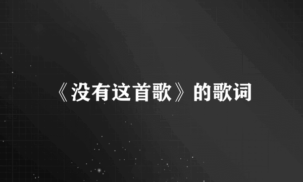 《没有这首歌》的歌词