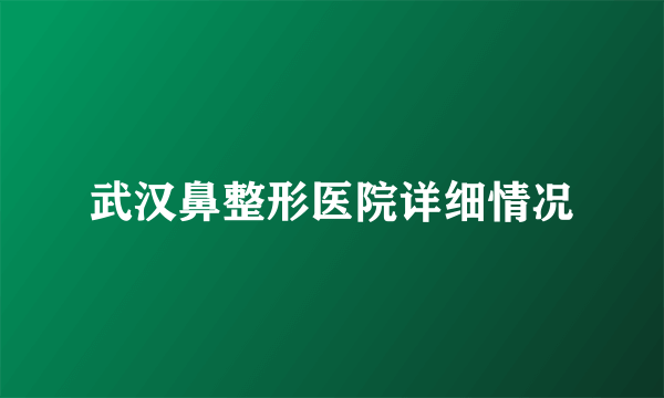 武汉鼻整形医院详细情况