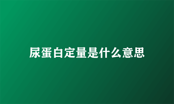 尿蛋白定量是什么意思