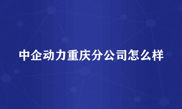 中企动力重庆分公司怎么样