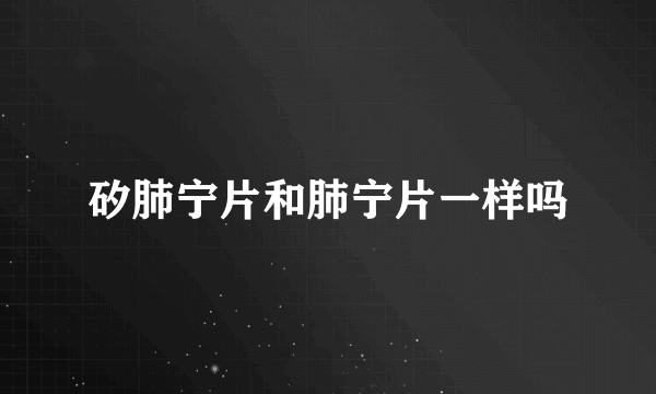 矽肺宁片和肺宁片一样吗